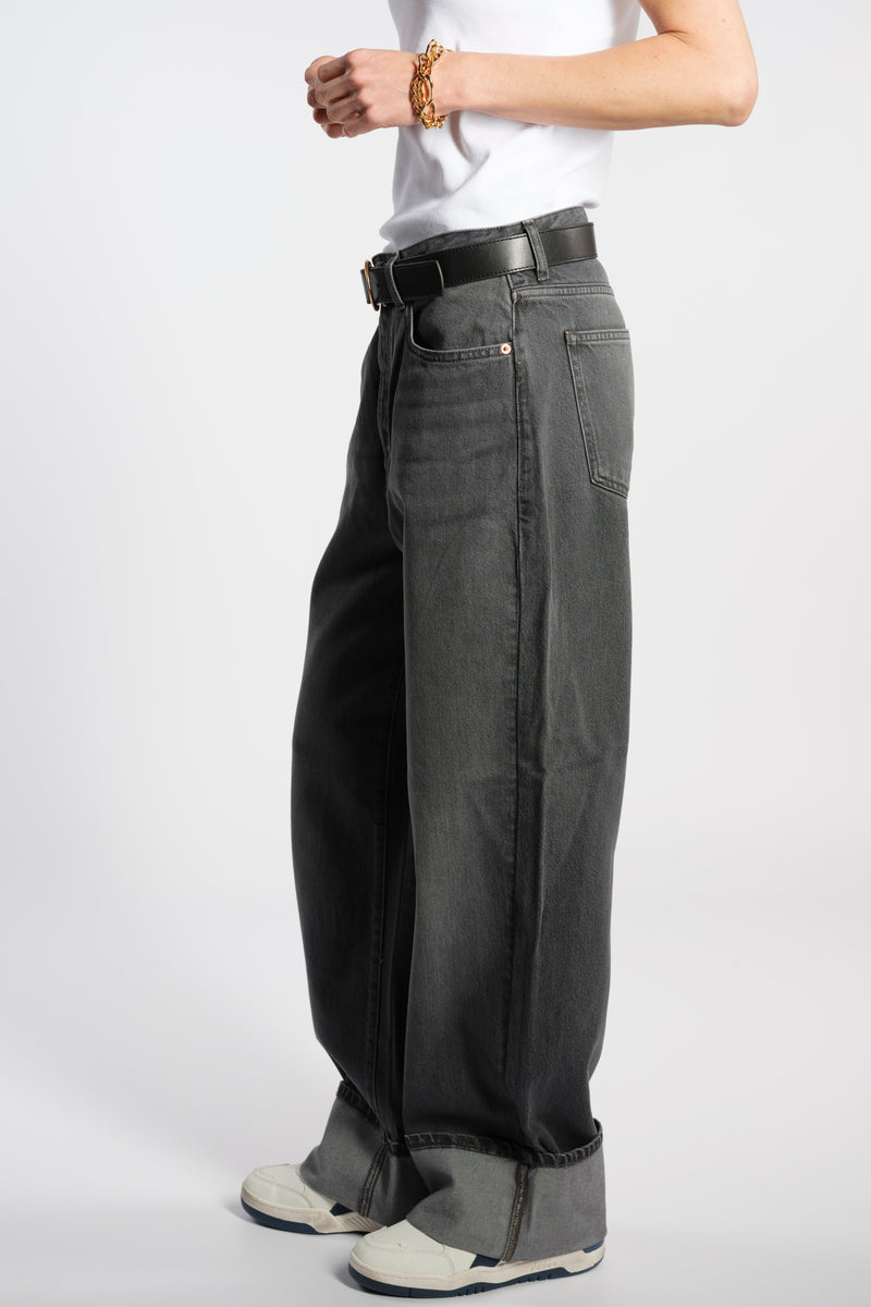 JEANS GAMBA LARGA DENIM NERO