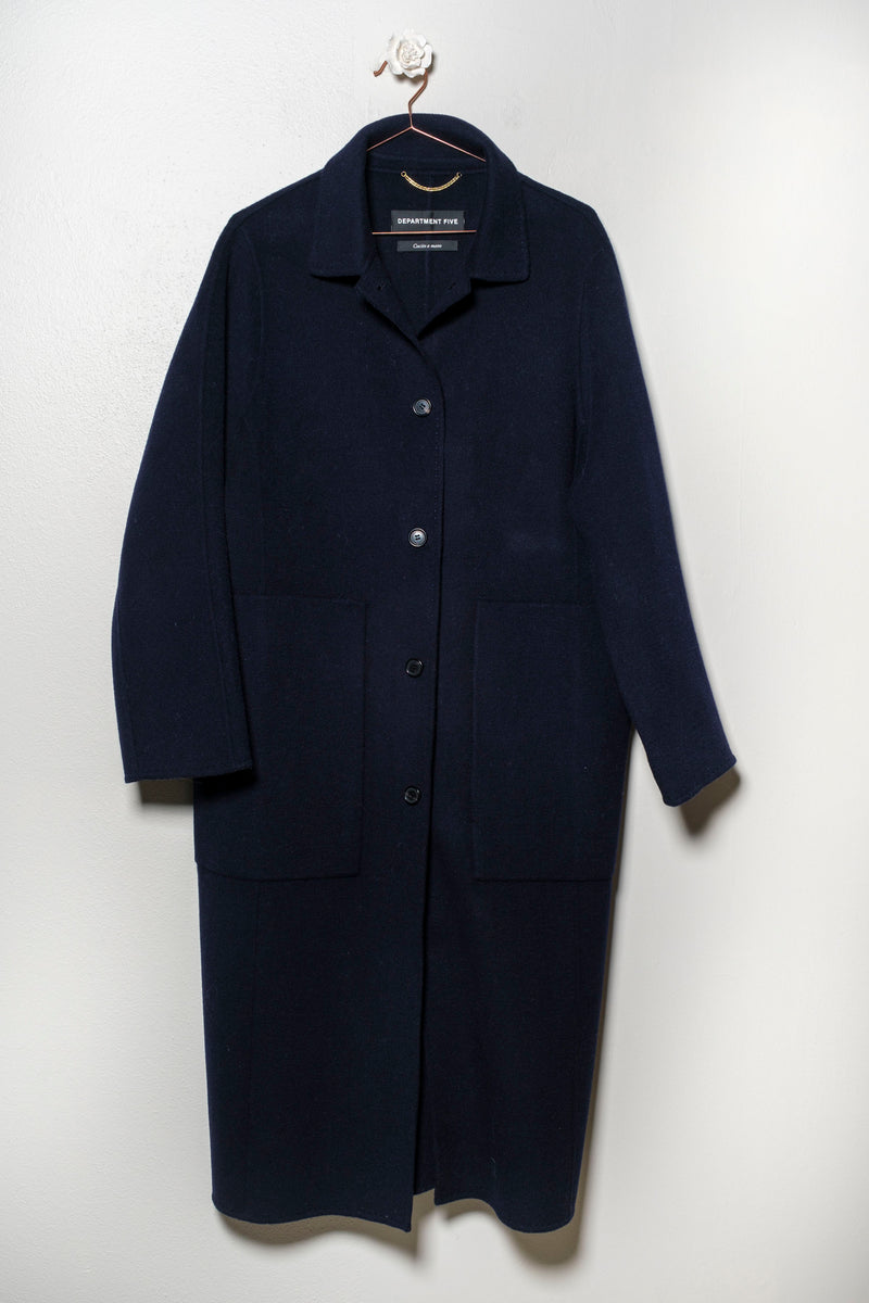 Cappotto doppiopetto blu navy