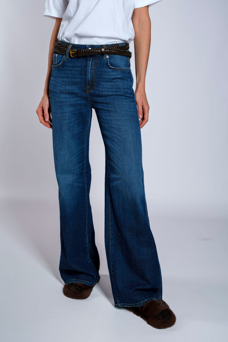 Jeans palazzo denim stretch blu scuro