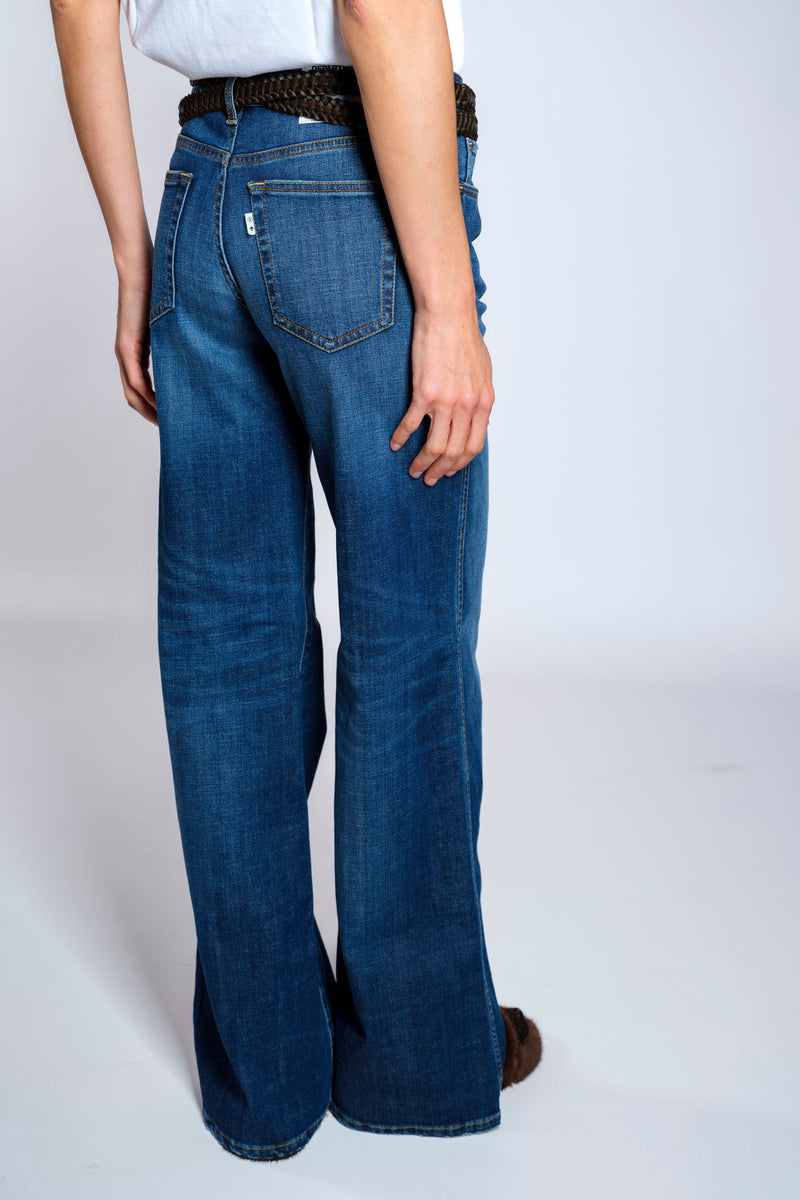 Jeans palazzo denim stretch blu scuro