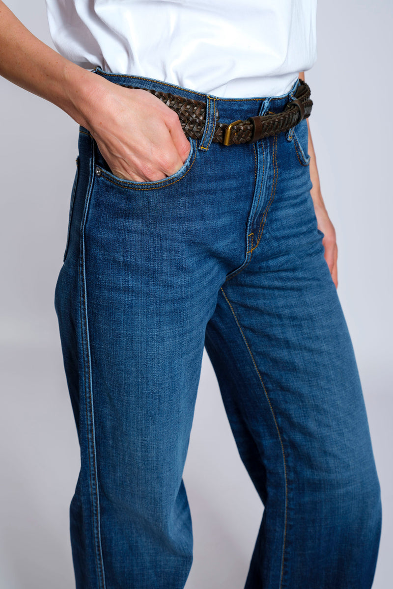 Jeans palazzo denim stretch blu scuro