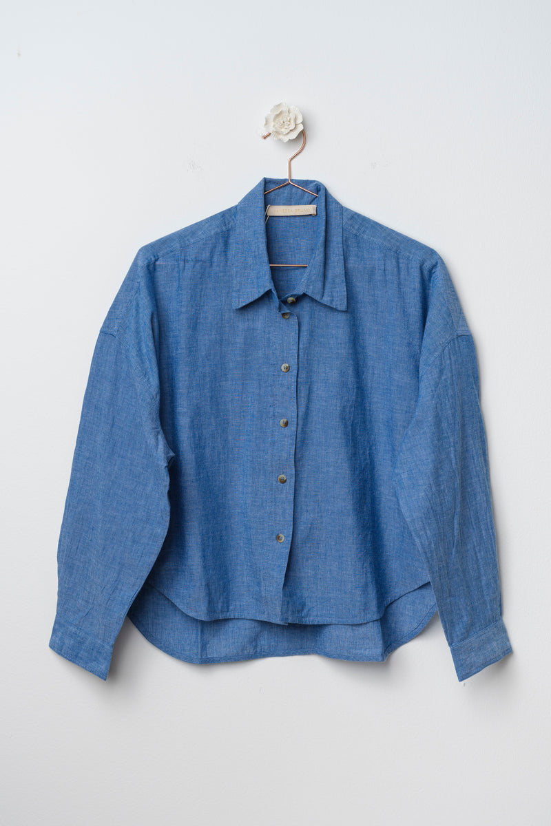 CAMICIA IN COTONE CHAMBRAY BLU