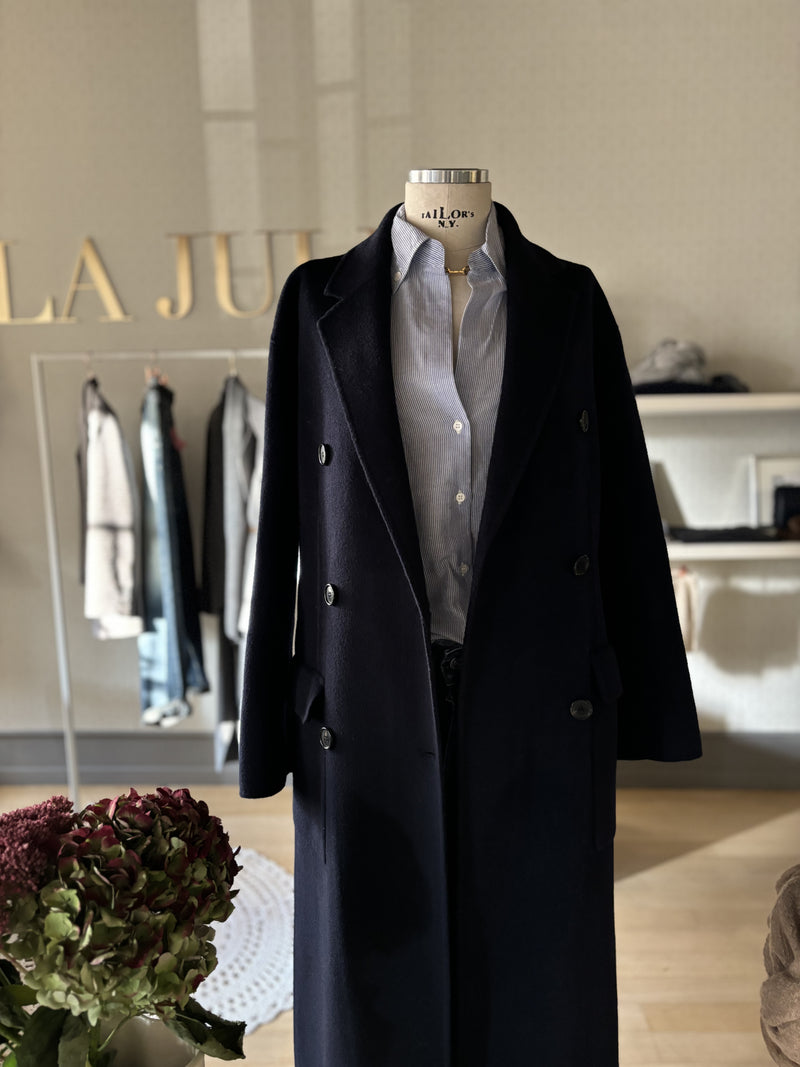 Cappotto doppiopetto blu navy